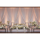 Velvet 16ft H x 52" W Drape/Backdrop Curtain Panel - White with double crossbar setup with floral center tables