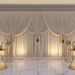 Velvet 18ft H x 52" W Drape/Backdrop Curtain Panel - Ivory with gold curtain rings for corporate gala 