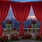 Velvet 18ft H x 52" W Drape/Backdrop Curtain Panel - Red for roof top outdoor skyline proposal