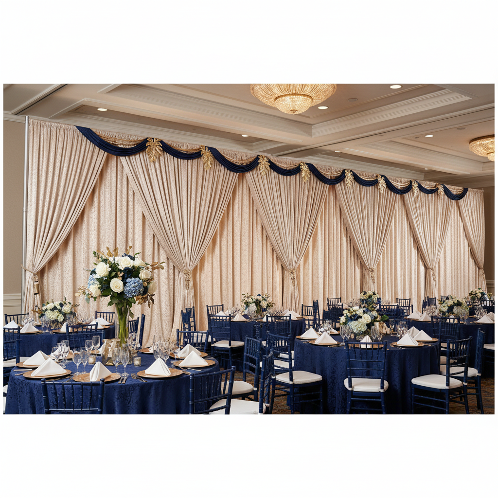 Velvet 20ft H x 52" W Drape/Backdrop Curtain Panel - Beige