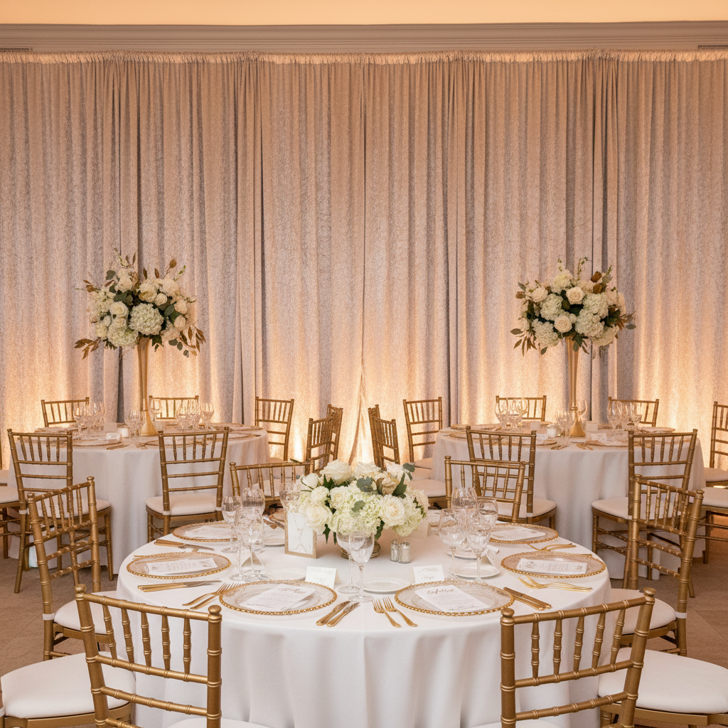 Velvet 20ft H x 52" W Drape/Backdrop Curtain Panel - Beige
