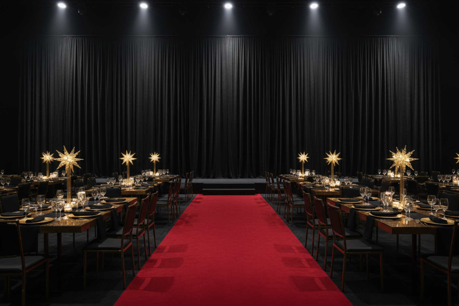 corporate award ceremony with the use  of Velvet 20ft H x 52" W Drape/Backdrop Curtain Panel - Black