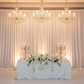 indoor wedding reception with Velvet 20ft H x 52" W Drape/Backdrop Curtain Panel - Ivory