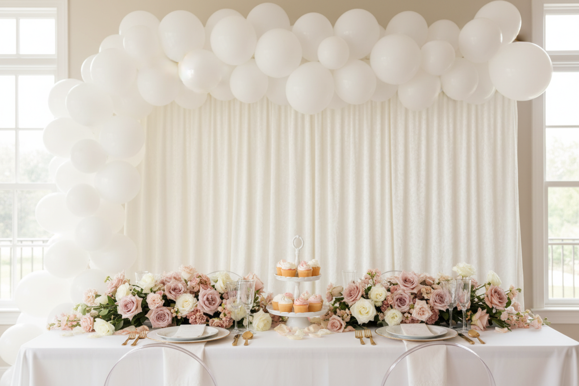 bridal shower with Velvet 20ft H x 52" W Drape/Backdrop Curtain Panel - Ivory