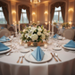 indoor wedding ballroom with Velvet 20"x20" Linen Napkin - Baby Blue
