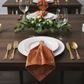 Velvet 20"x20" Linen Napkin - Rust | charger plate | wine goblets | 