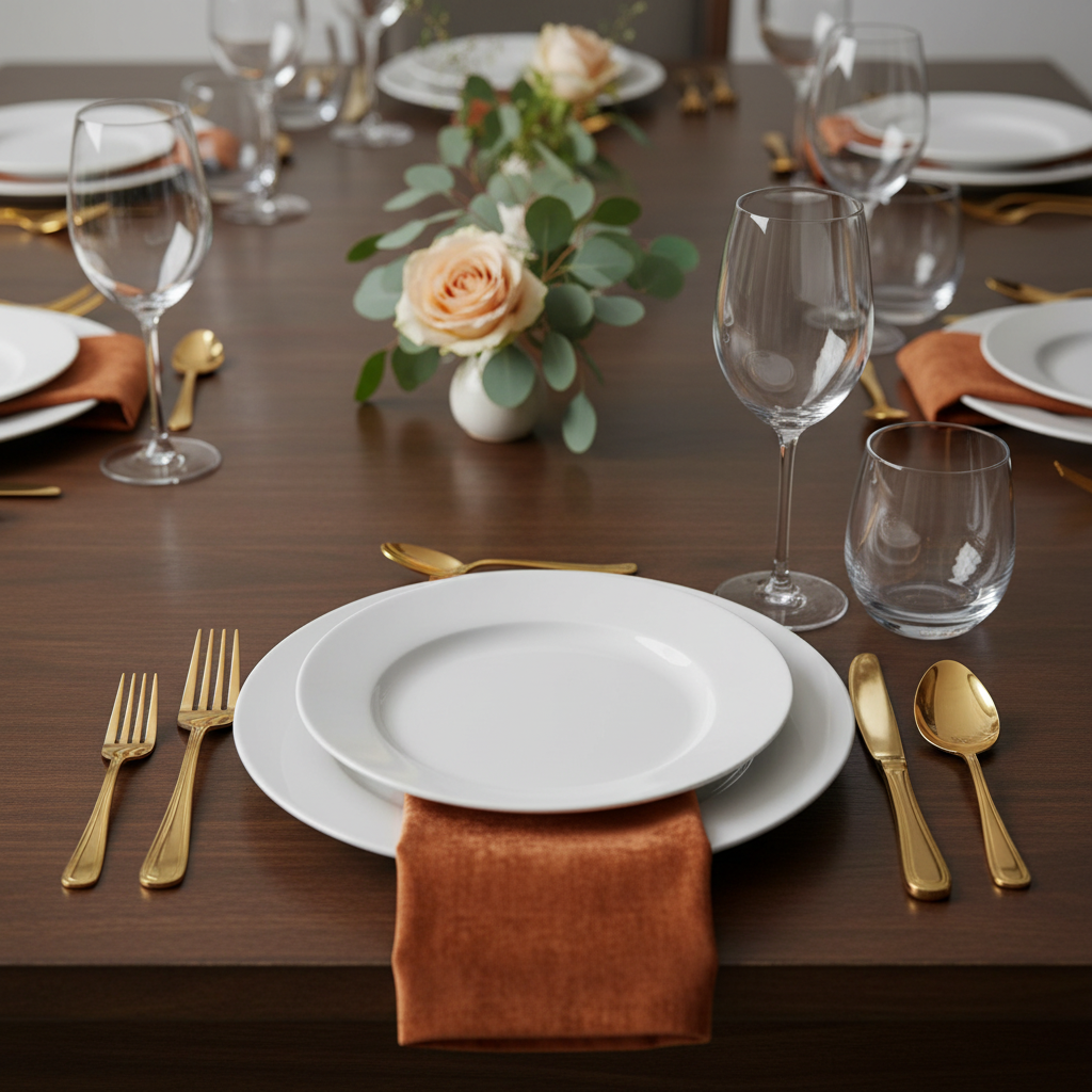 Velvet 20"x20" Linen Napkin - Rust | charger plate | wine goblets | 