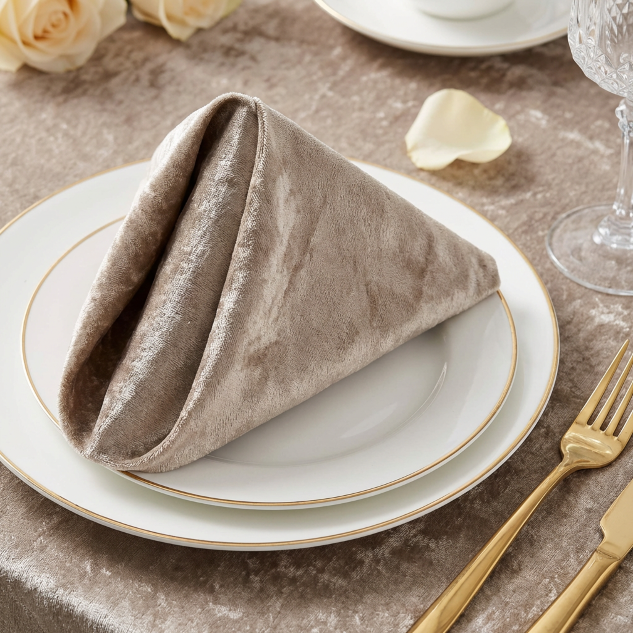 Velvet 20"x20" Linen Napkin - Taupe– CV Linens