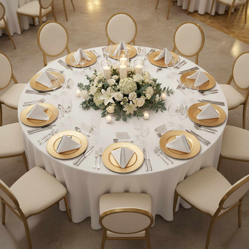elegant birthday party setup with Velvet 20"x20" Linen Napkin - White