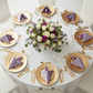 top view table setup with Velvet 20"x20" Linen Napkin - Wisteria