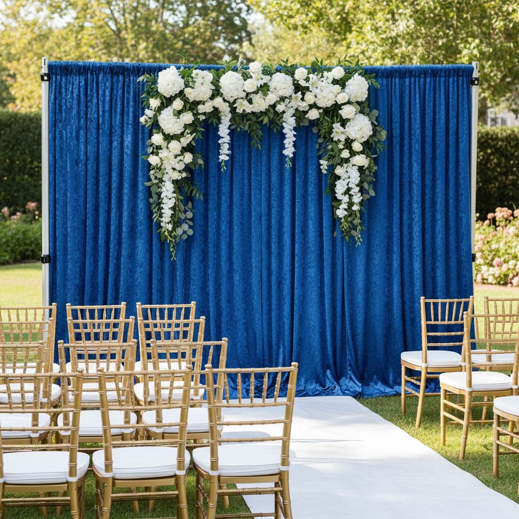 Velvet 8ft H x 52" W Drape/Backdrop Curtain Panel - Royal Blue