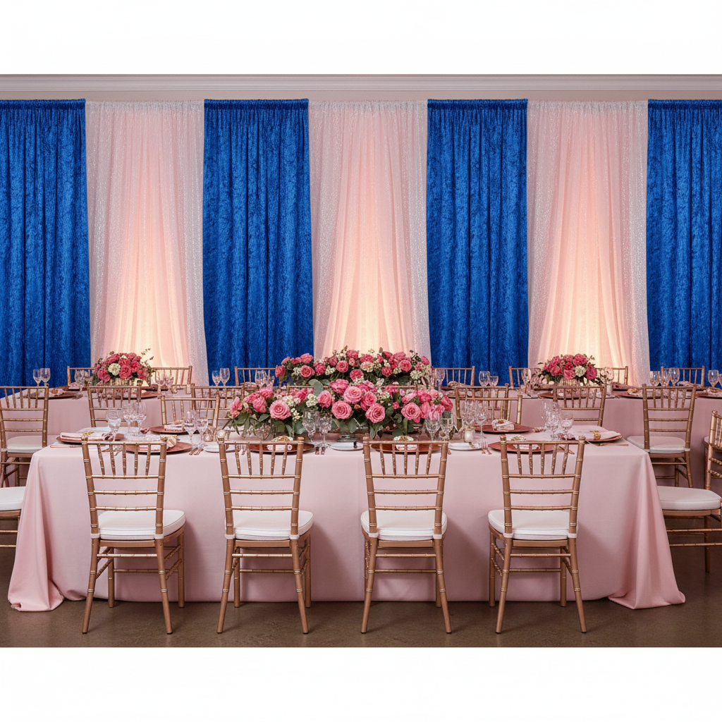 Velvet 8ft H x 52" W Drape/Backdrop Curtain Panel - Royal Blue