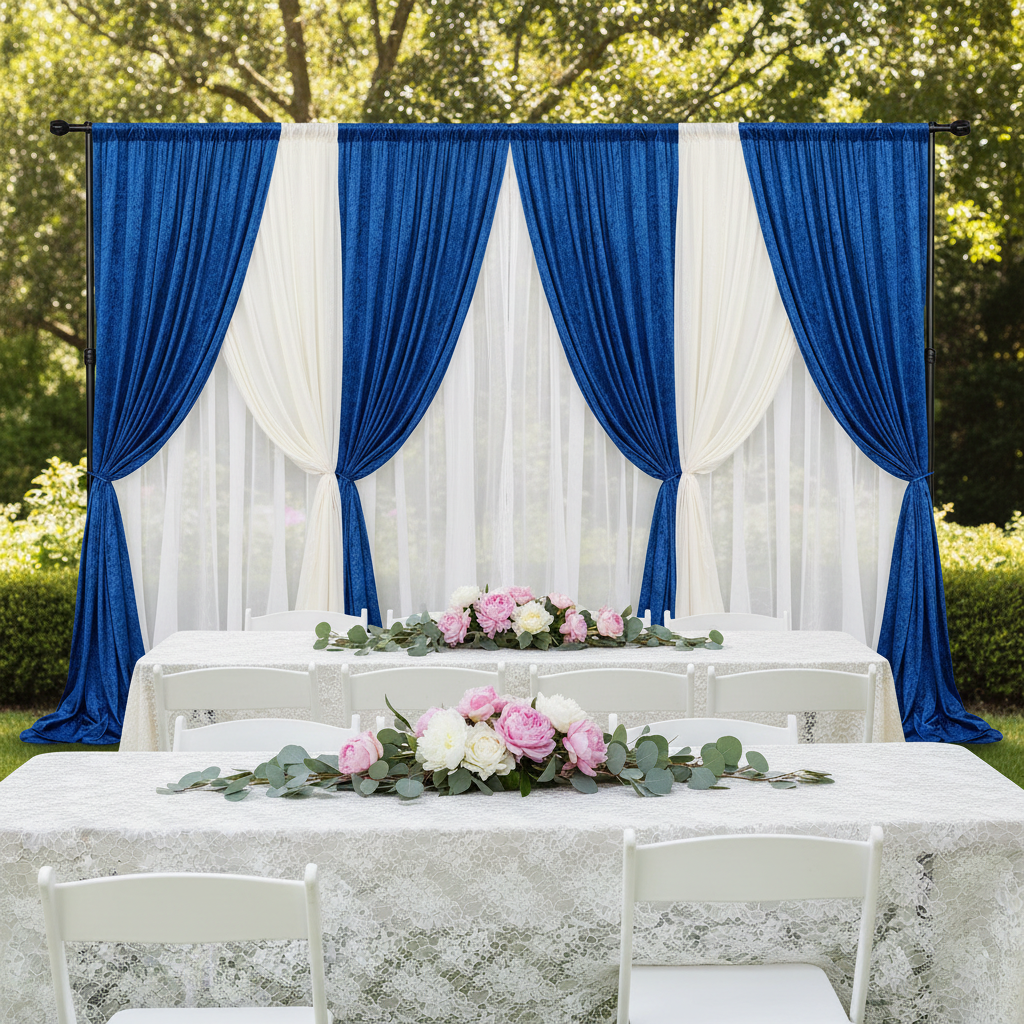 Velvet 8ft H x 52" W Drape/Backdrop Curtain Panel - Royal Blue