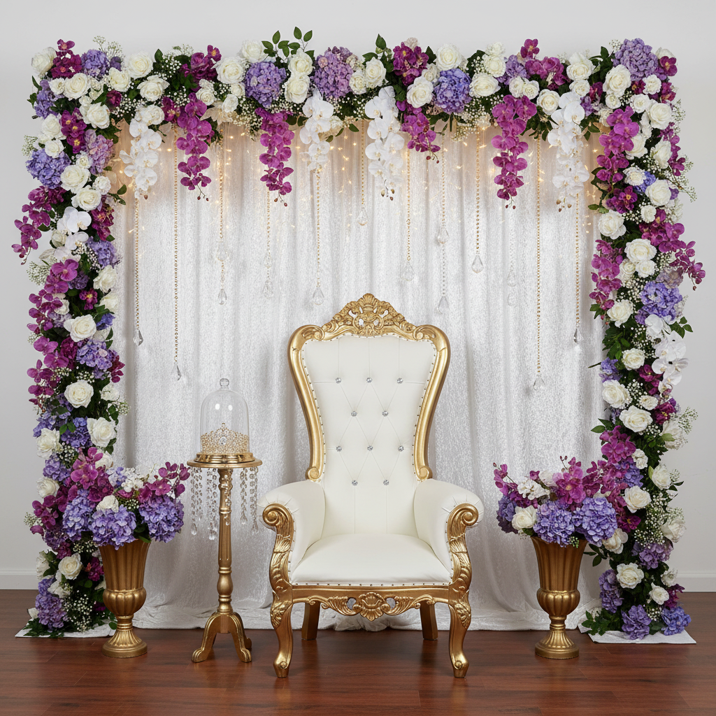 Velvet 8ft H x 52" W Drape/Backdrop Curtain Panel - White | uprights | bases | crossbar | flower premade arch |