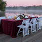 lakeside dinner with Velvet 90"x132" Rectangular Tablecloth - Cabernet