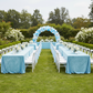baby shower outdoor event setup with Velvet 90"x156" Rectangular Tablecloth - Baby Blue