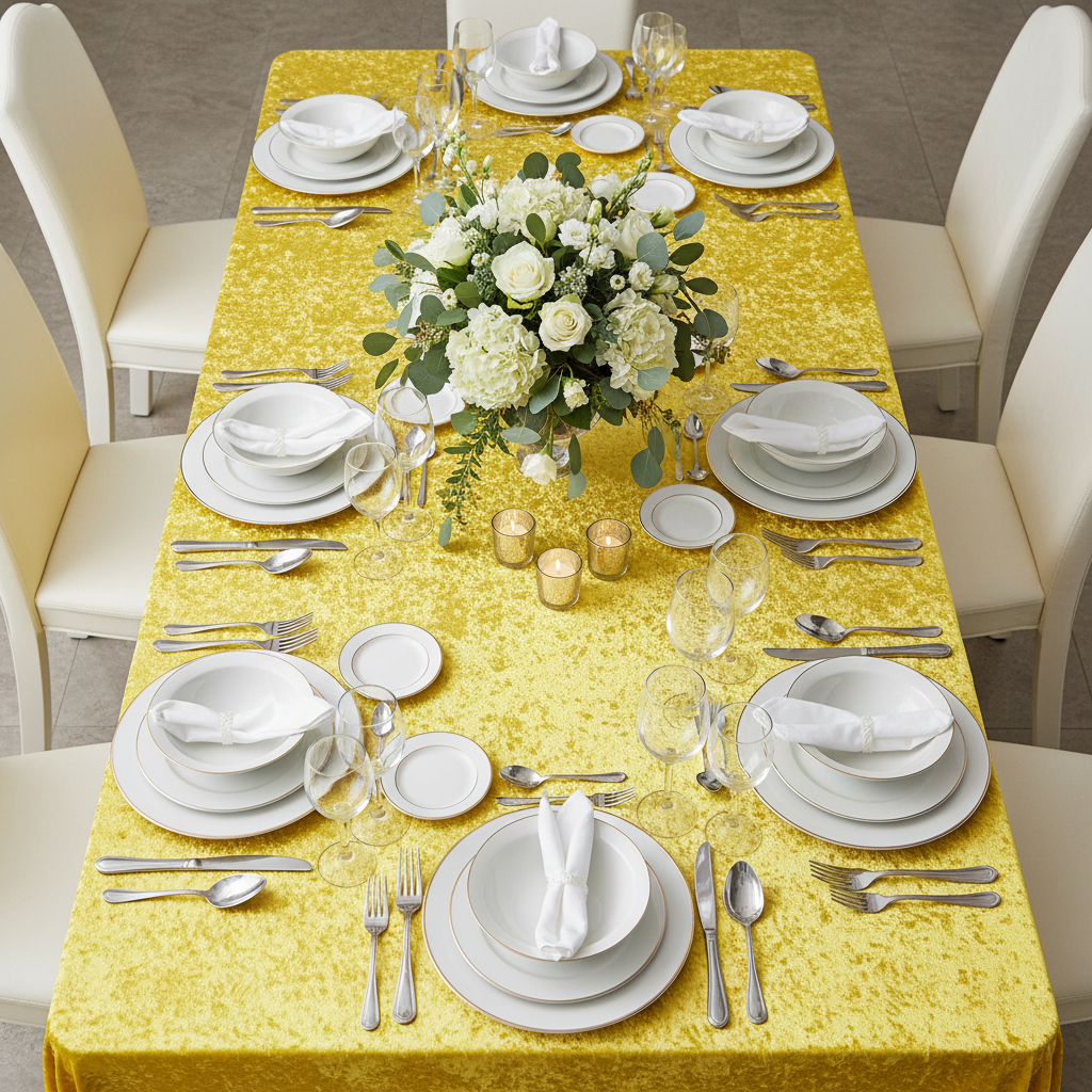 Velvet 90"x132" Rectangular Tablecloth - Canary Yellow
