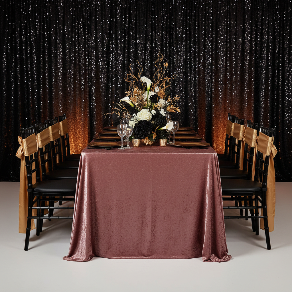 Velvet 90"x132" Rectangular Tablecloth - Dark Dusty Rose/Mauve