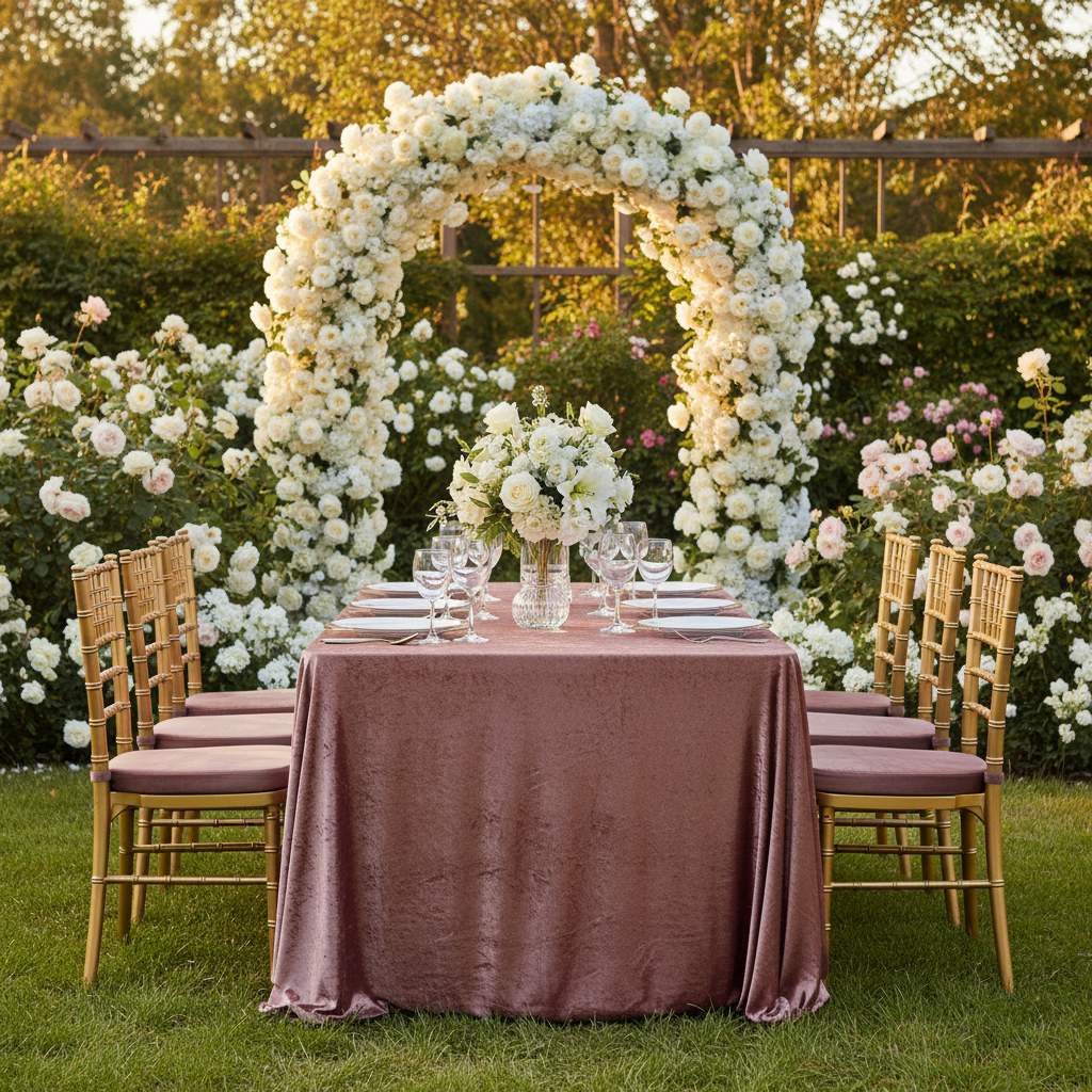 Velvet 90"x132" Rectangular Tablecloth - Dark Dusty Rose/Mauve