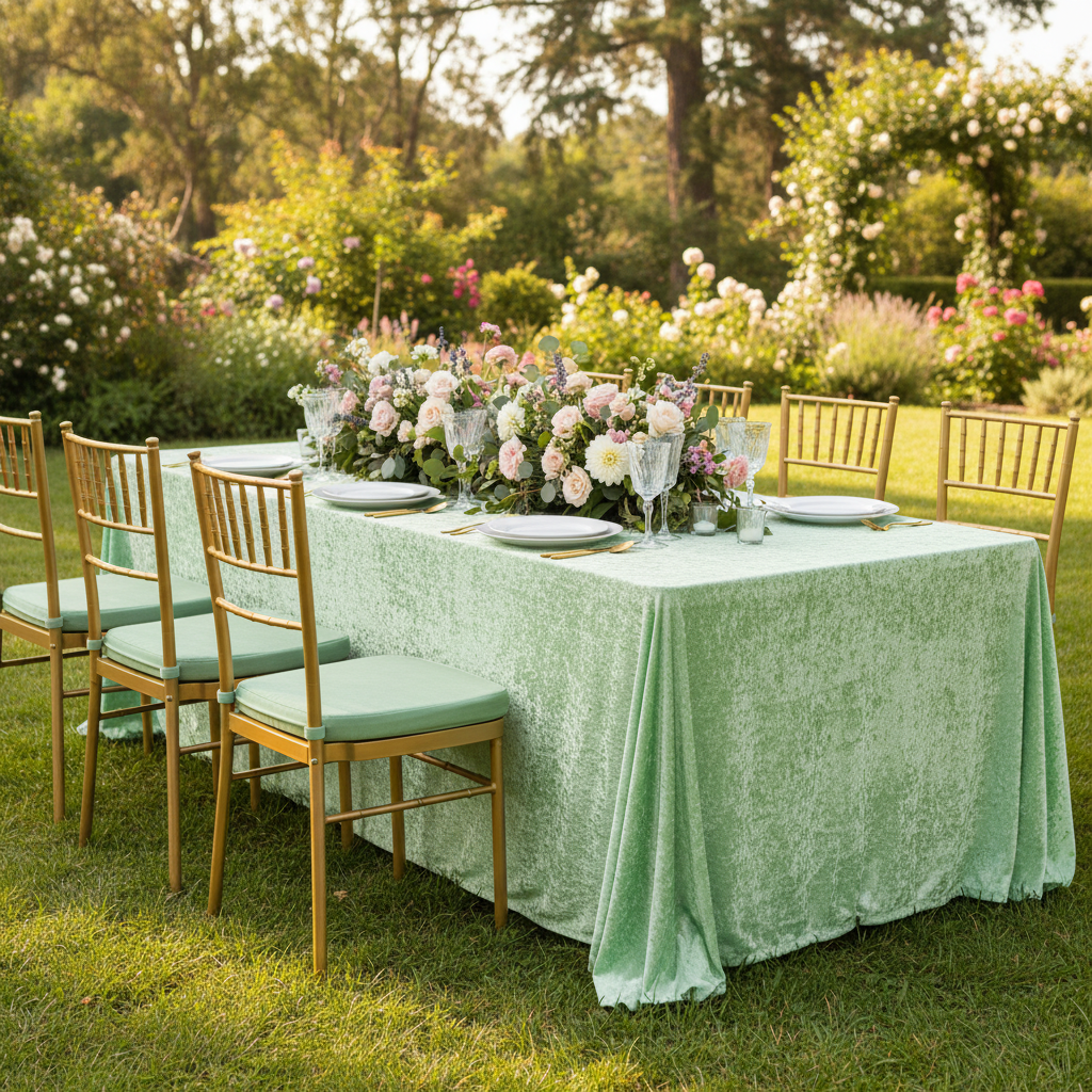 Velvet 90"x132" Rectangular Tablecloth - Mint Green