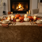 thanksgiving setup with Velvet 90"x132" Rectangular Tablecloth - Mocha Brown
