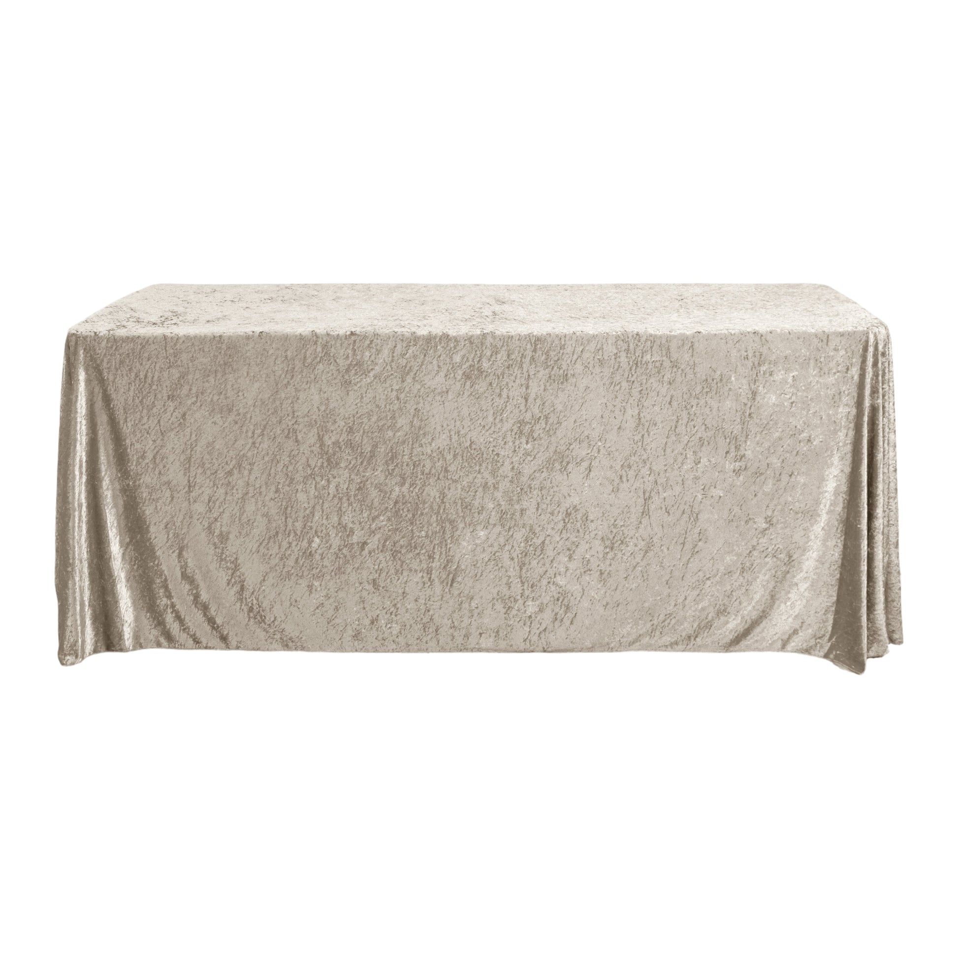 Velvet 90"x132" Rectangular Tablecloth Taupe full -view