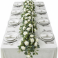 top view table setup with Velvet 90"x132" Rectangular Tablecloth - White