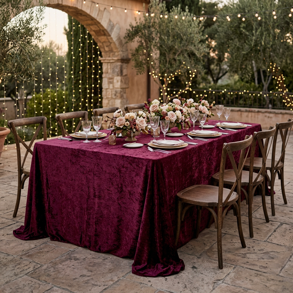 Cabernet rectangular velvet anniversary dinner