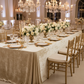 wedding banquet table with Velvet 90"x156" Rectangular Tablecloth - Champagne