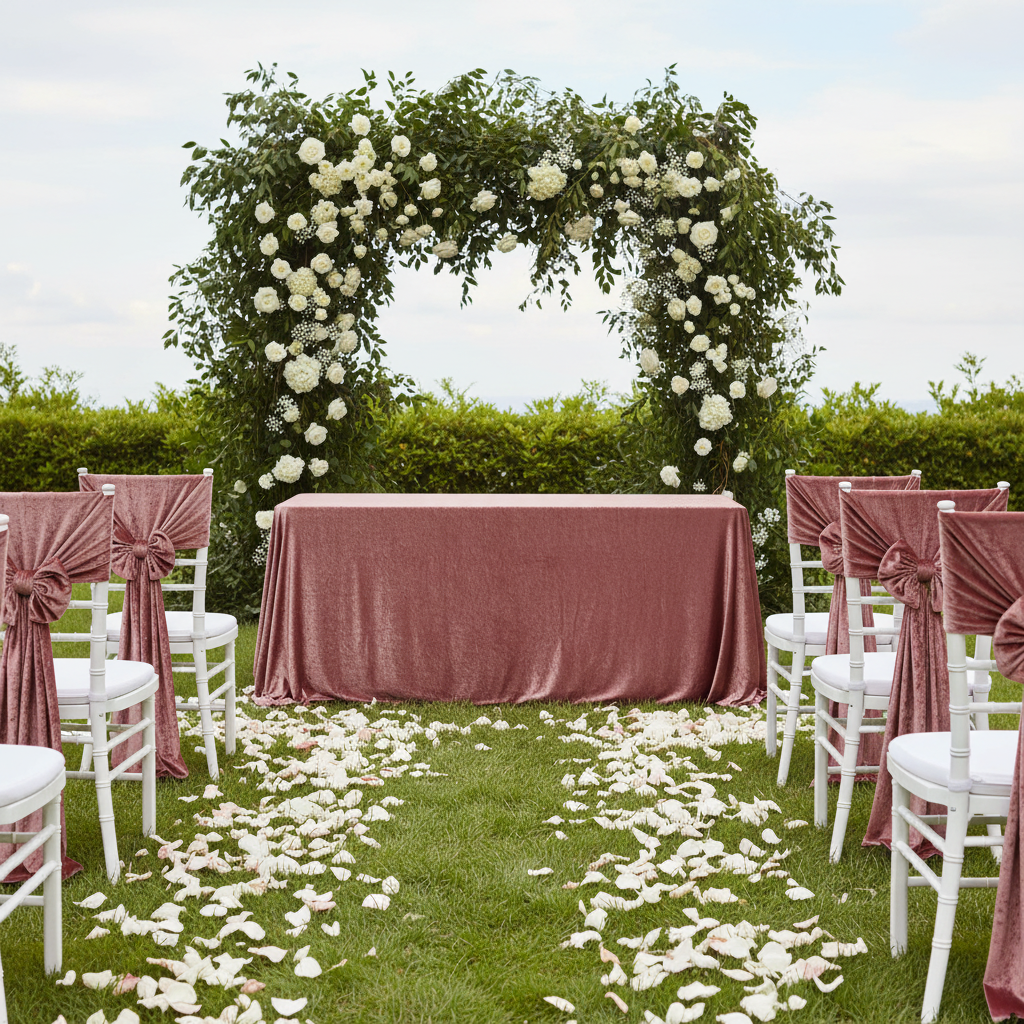 Velvet 90"x156" Rectangular Tablecloth - Dark Dusty Rose/Mauve