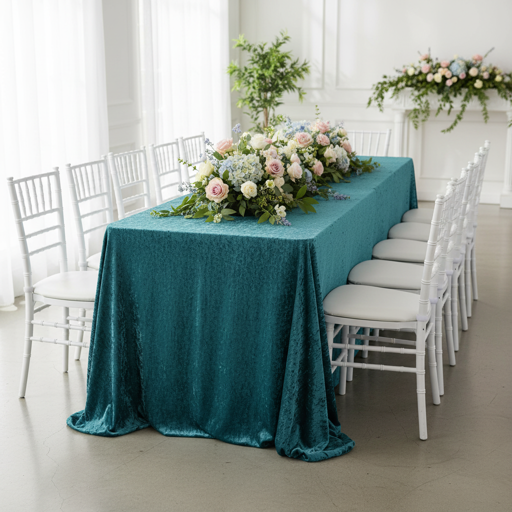 Velvet 90"x156" Rectangular Tablecloth - Dark Turquoise