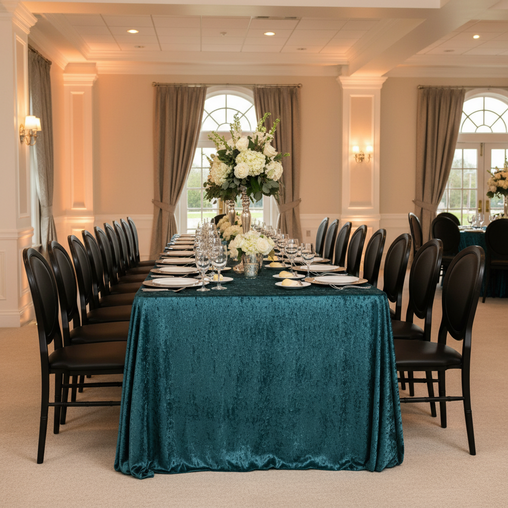 Velvet 90"x156" Rectangular Tablecloth - Dark Turquoise