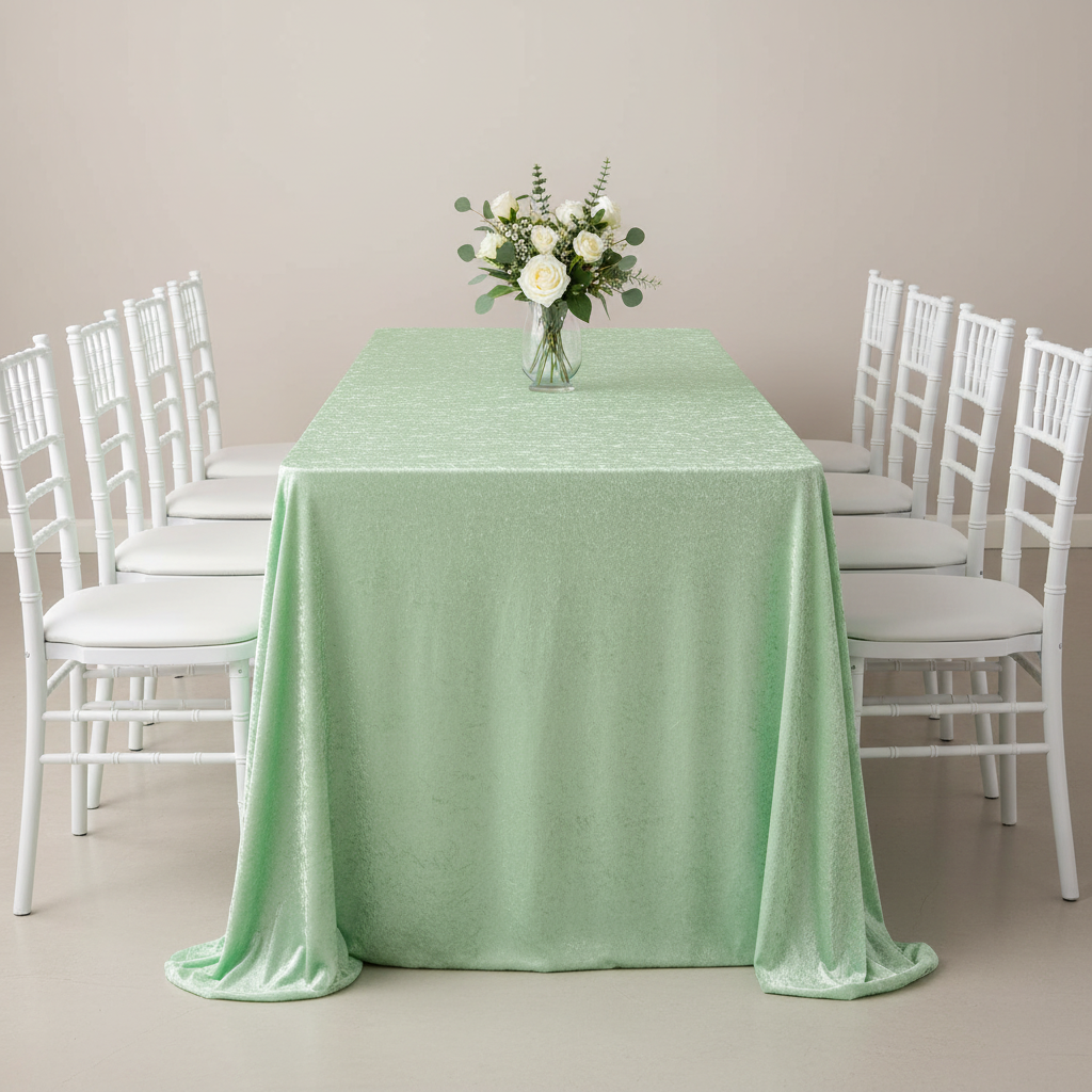 Velvet 90"x156" Rectangular Tablecloth - Mint Green