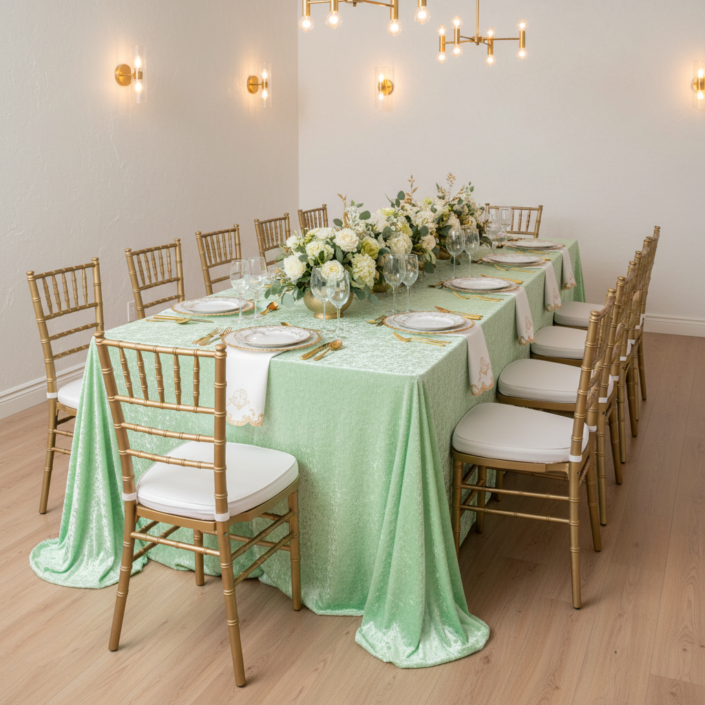 Velvet 90"x156" Rectangular Tablecloth - Mint Green