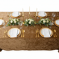 top view lifestyle setup with Velvet 90"x156" Rectangular Tablecloth - Mocha Brown