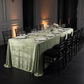 dinner table setup with Velvet 90"x156" Rectangular Tablecloth - Sage Green