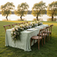outdoor table setup with Velvet 90"x156" Rectangular Tablecloth - Sage Green
