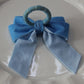 Velvet Bow Tie Napkin Ring Baby Blue backside view