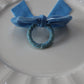 Velvet Bow Tie Napkin Ring Baby Blue  close up