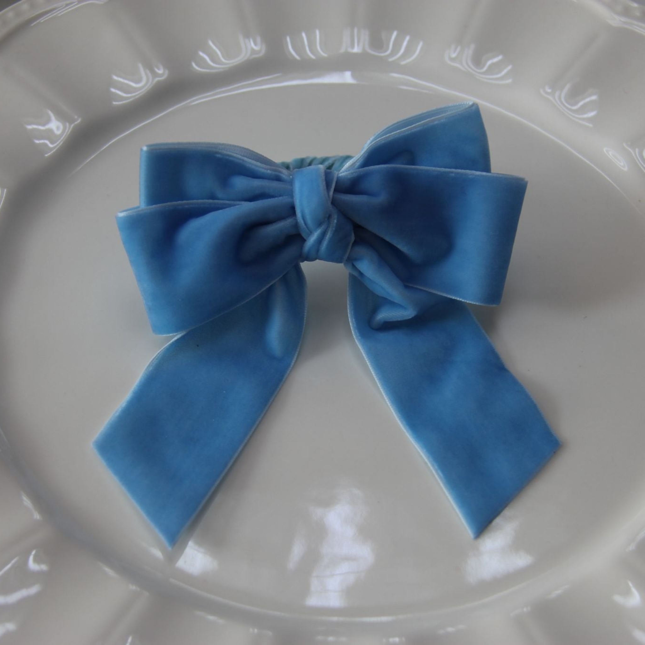Velvet Bow Tie Napkin Ring Baby Blue 
