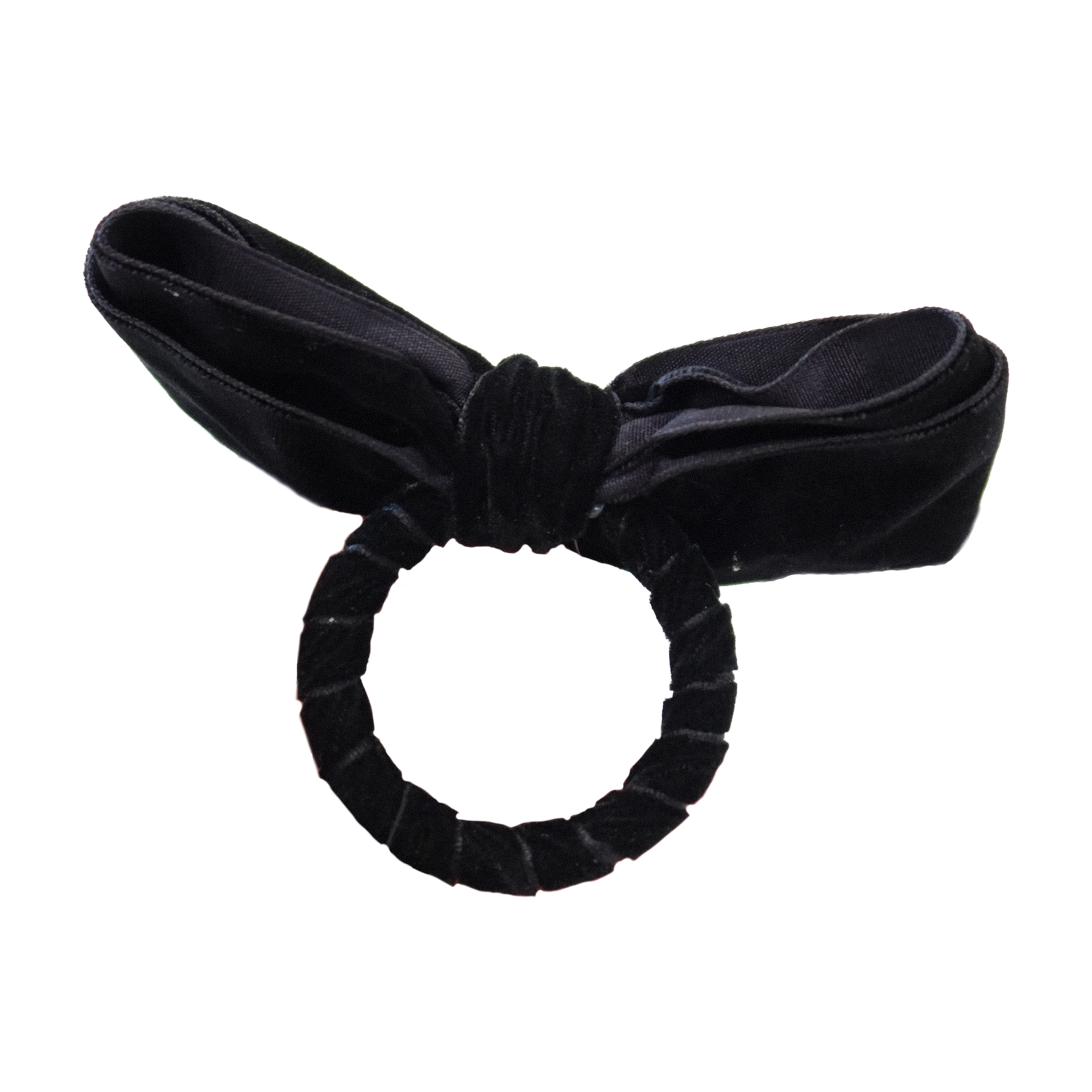 10 pc/pk Velvet Bow-Tie Napkin Ring Black ring and top view