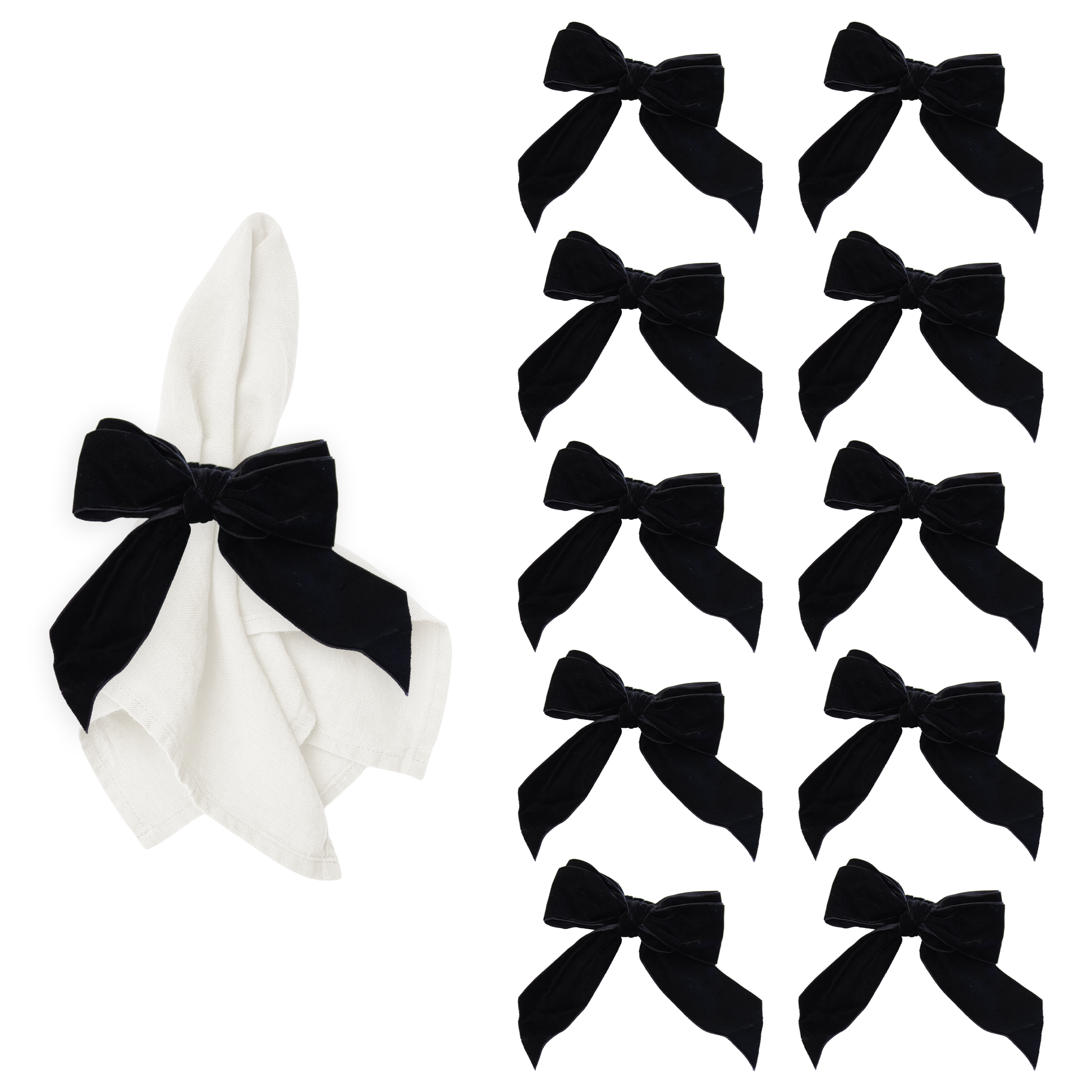 10 pc/pk Velvet Bow-Tie Napkin Ring - Black bundle 