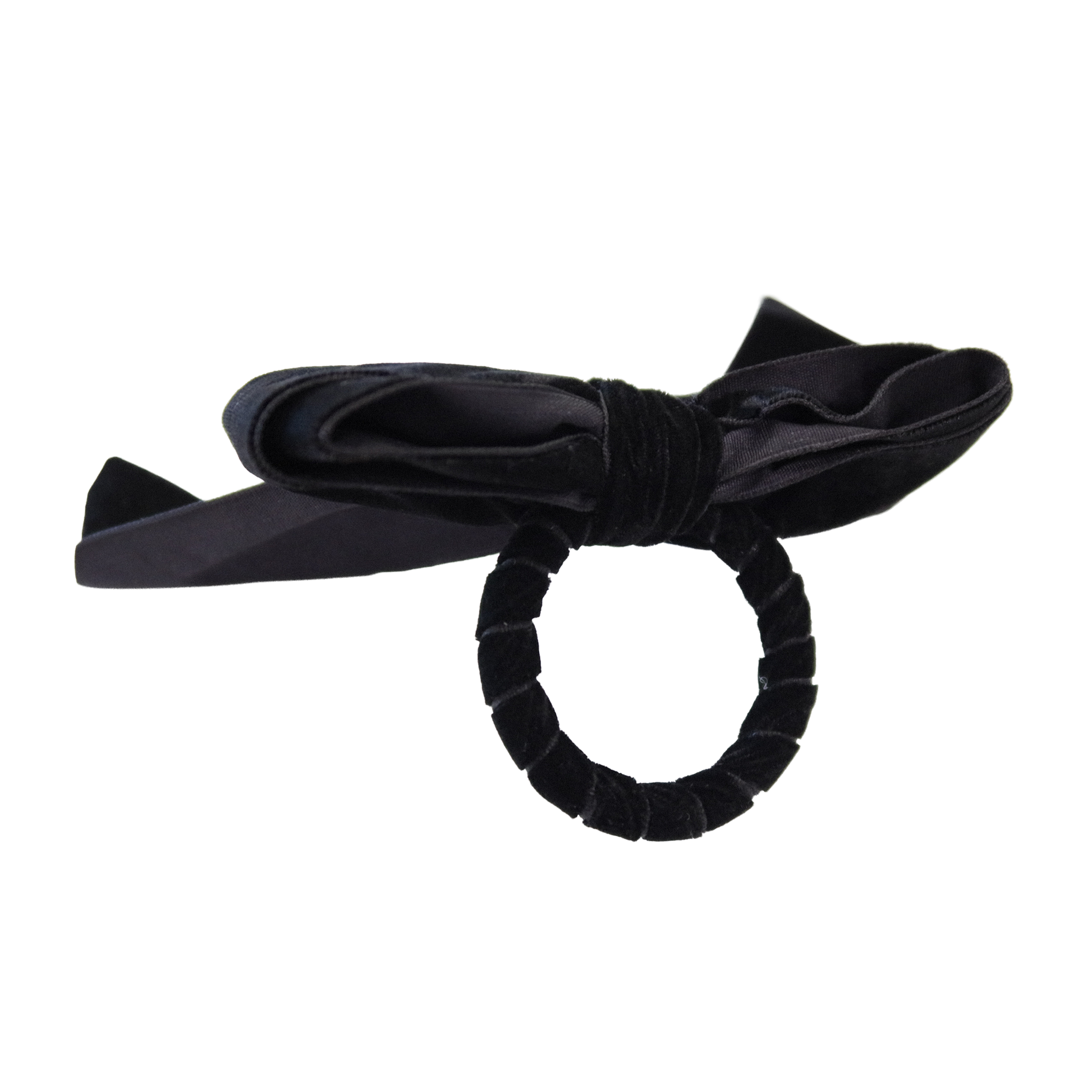 10 pc/pk Velvet Bow-Tie Napkin Ring - Black side view