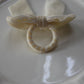 Velvet Bow Tie Napkin Ring Ivory close up of the ring backside