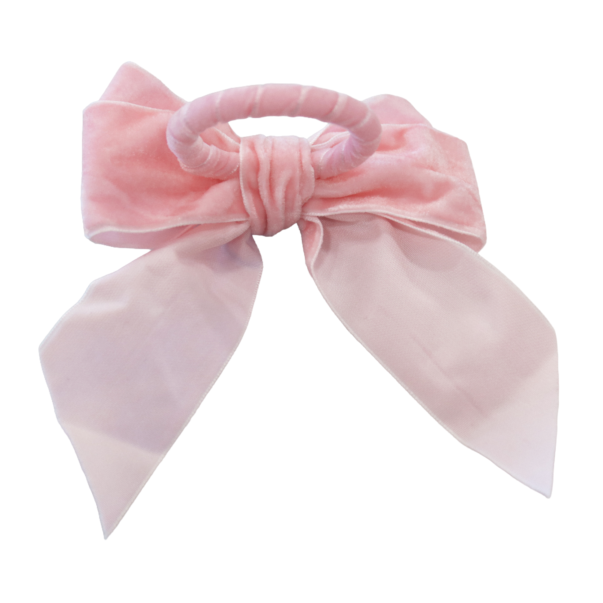 10 pc/pk Velvet Bow-Tie Napkin Ring Pink back view of ring and back of bow