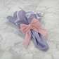 Velvet Bow-Tie Napkin Ring Pink on the Scalloped Edge lavender with white trim napkin
