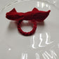 Velvet Bow-Tie Napkin Ring Red close up