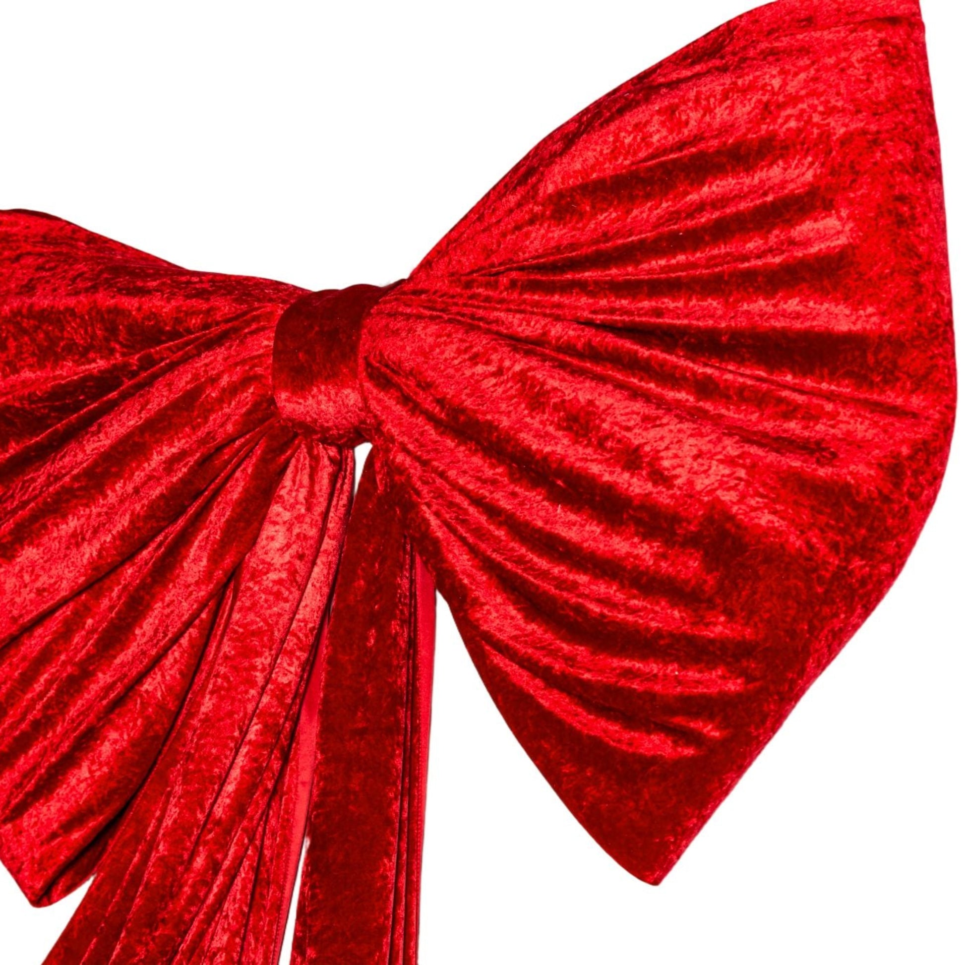Velvet Giant Fabric Bow for Backdrop Apple Red close up