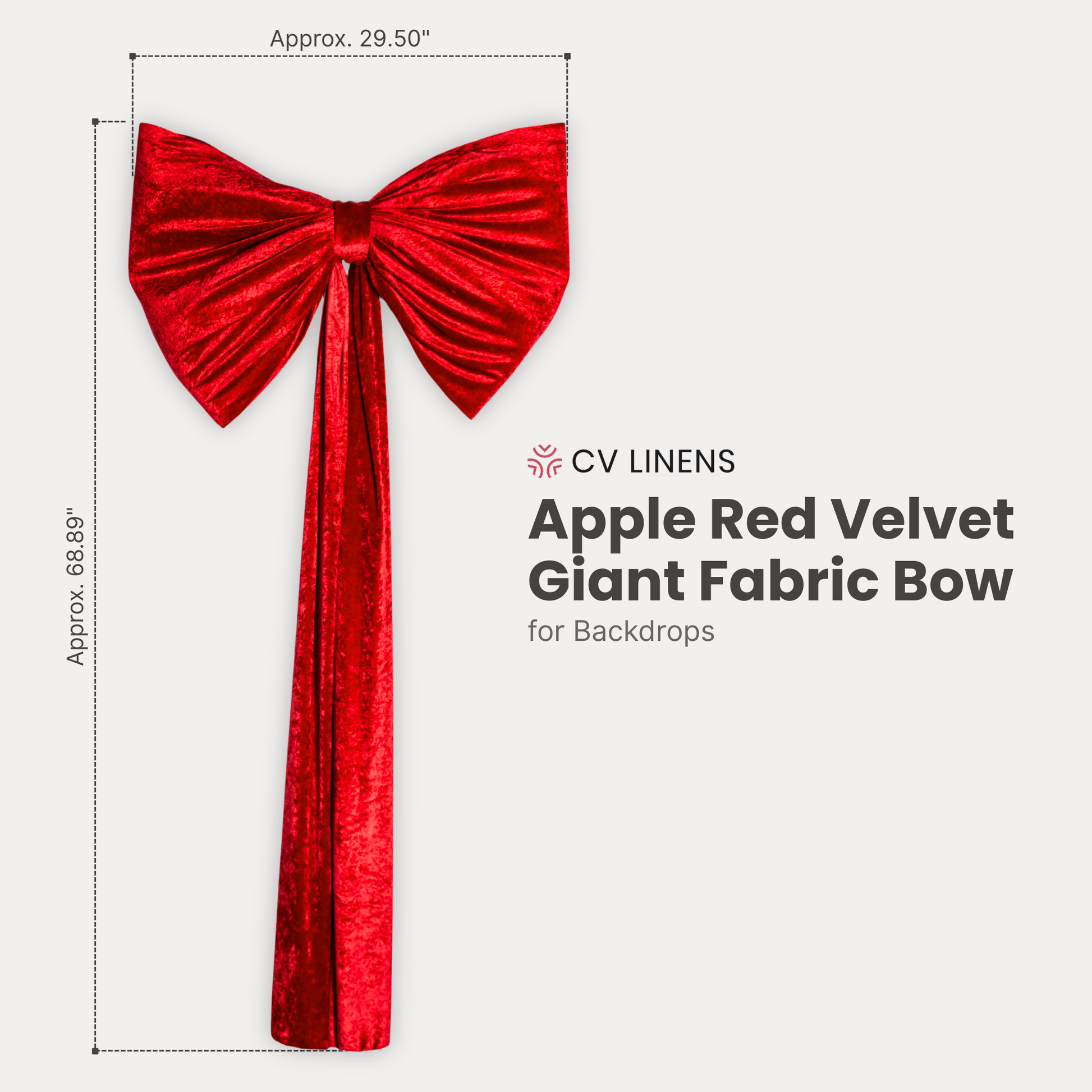 Velvet Giant Fabric Bow or Backdrop Apple Red infographic