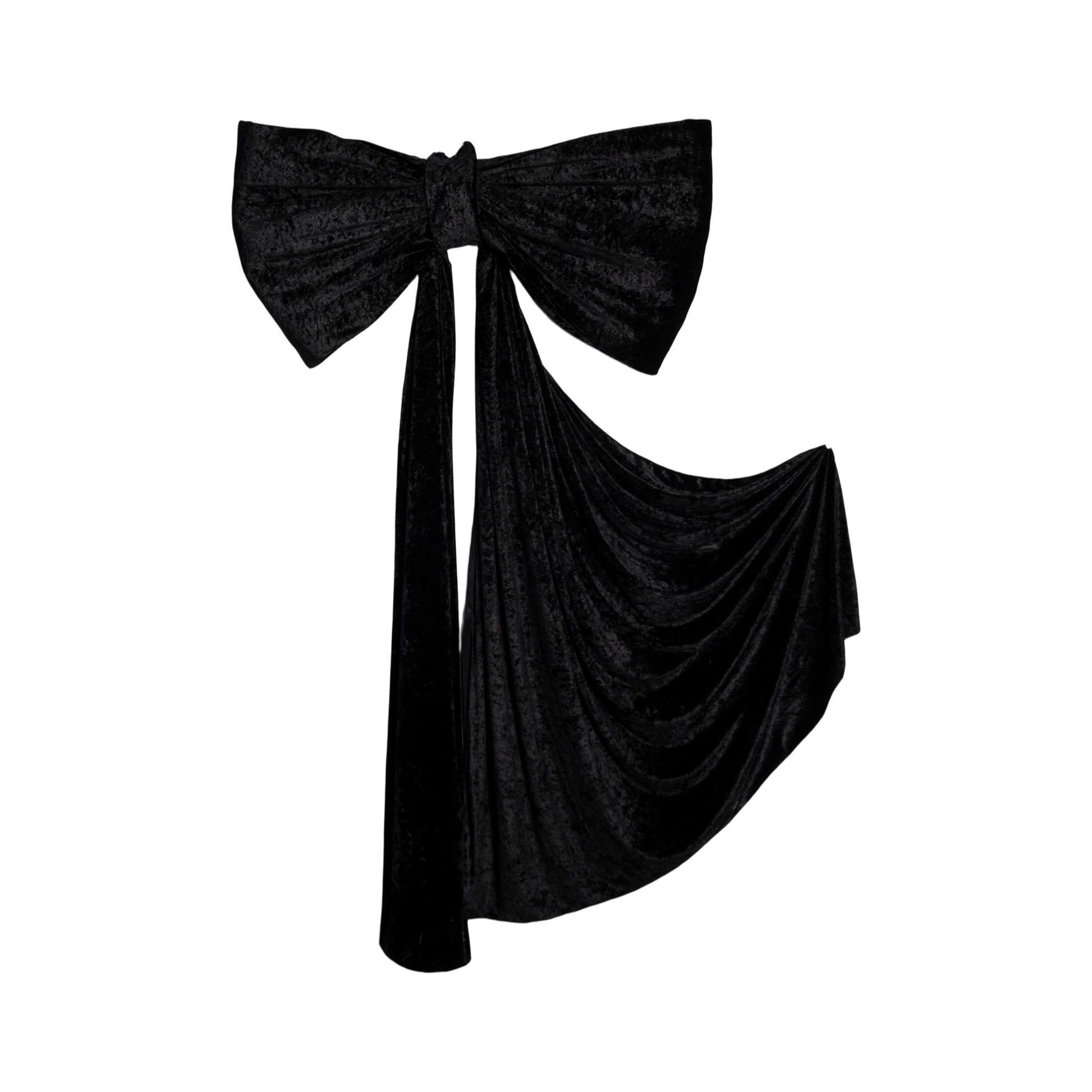 Velvet Giant Fabric Bow for Backdrop Black with the bow strand spread out